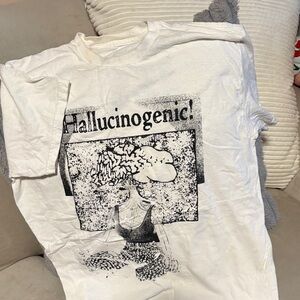 White Graphic T-Shirt with Hallucinogenic Print